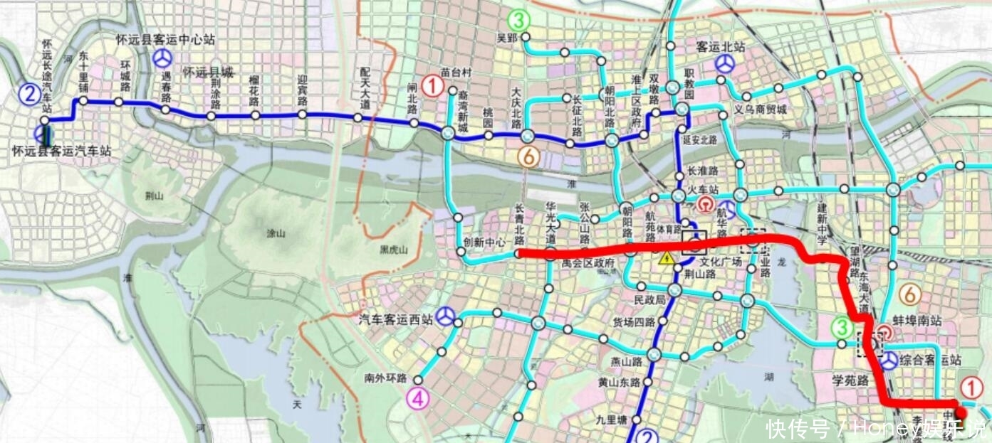蚌埠市云轨线路规划图