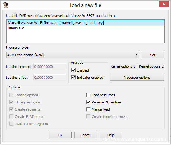 图3 使用IDA Pro加载文件