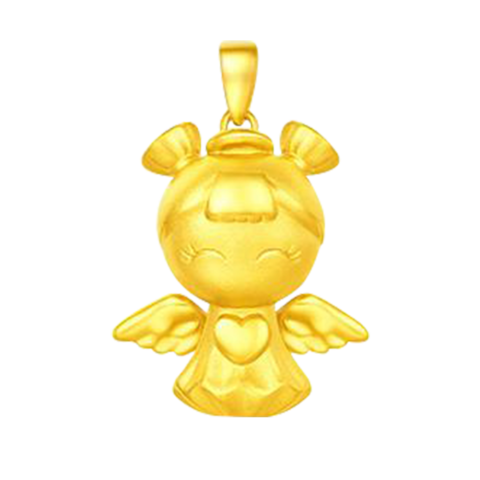 周大福3d福星宝宝天使之翼足金黄金吊坠