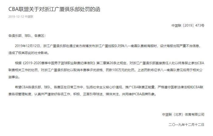 浙江广厦为什么被重罚